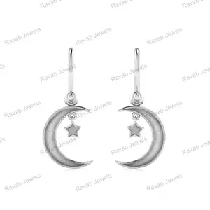 Top Quality Moon Star Sterling Silver Semi Mount Fine Earring Dangler For Women s925 Empty Blank Mountain Setting Without Stone
