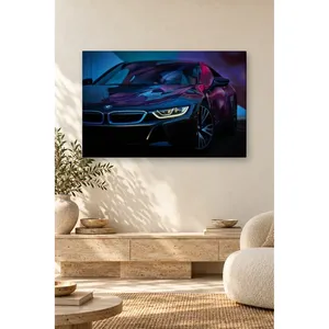 ภาพพิมพ์บนผืนผ้าใบ BMW i8 สีดำของฟิดา พร้อมภาพสะท้อนสีม่วง - Product Image 2