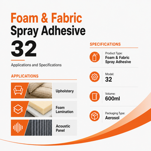 SPRAYMASTER Vente en gros Usine OEM Colle adhésive en spray pour tissu en mousse 600ML Modèle 32 pour rembourrage et panneaux acoustiques en mousse - Product Image 4