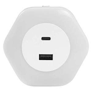 Lampada Notturna LED Esagonale 0.5W con Caricatore USB A e C (Ledvance 090264) - Product Image 2