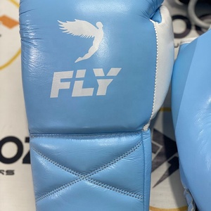 ถุงมือชกมวยแบบมีเชือกผูก OEM ODM สีฟ้าขาว ออกแบบได้ตามต้องการ คุณภาพระดับมืออาชีพ สวมใส่สบาย หนังแท้คุณภาพสูง ระบายความชื้นได้ดี - Product Image 3