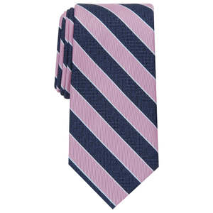 Corbata de satén rosa con rayas Trumbull para hombre, talla única - Product Image 1