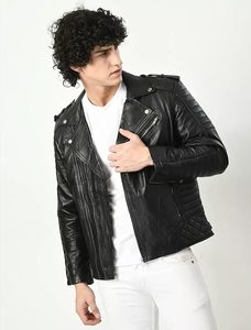 แจ็กเก็ตหนังผู้ชายสำหรับฤดูหนาวเสื้อแจ็คเก็ตหนังแท้สำหรับผู้ชายดีไซน์ทันสมัย - Product Image 4