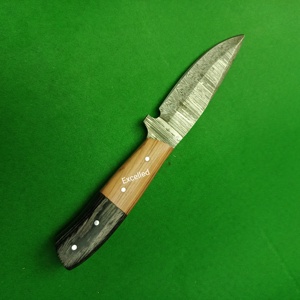 Damasco acero Bushcraft Skinner cuchillo EDC supervivencia Pakka mango de madera cuchillos japoneses con Funda de cuero - Product Image 5