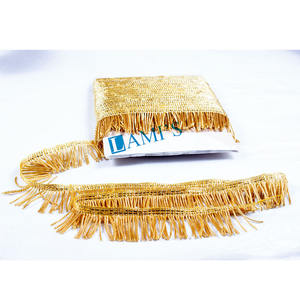 Flecos dorados personalizados para decoración de banderas, flecos dorados de alta calidad, tamaño de 2cm a 8cm, venta al por mayor - Product Image 1