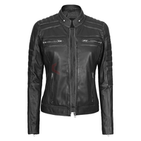 Veste de moto en cuir de style classique pour femmes, taille plus, motif uni élégant, doublure en lin/nylon/coton, automne