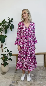 Vestido Casual Largo con Estampado Floral para Mujer, Color Oscuro, Manga Larga, Cuello en V, Estilo Casual - Product Image 6