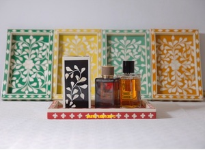 Colored Mother of Pearl Inlay Wooden Serving Tray Set | Luxury Ramadan <b>Eid</b> Decor Tray | Arabic Home Decor <b>Gift</b> Giveaway Tray - Product Image 4