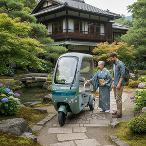 HLD skuter listrik <span class=keywords><strong>3</strong></span> roda 48v 650w, sepeda roda tiga listrik <span class=keywords><strong>2</strong></span> baris dengan kanopi penahan matahari tahan air untuk dewasa - Product Image 5