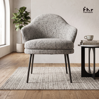 Chaise de restaurant moderne en tissu, design mid-century, assise rembourrée, pieds noirs, mobilier de salle à manger commercial pour café, bistrot, hôtel.