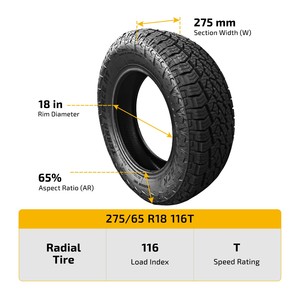 Neumático Todoterreno Nuevo 275/65R18 116T 122S LT Radial de 18 Pulgadas para Camioneta 4x4, Precio de Fábrica al Por Mayor OEM - Product Image 1