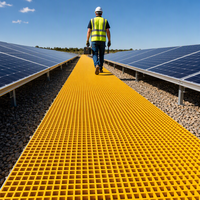 Plateforme d'accès pour ferme solaire en PRV, grille en fibre de verre 50 mm, panneau sur mesure
