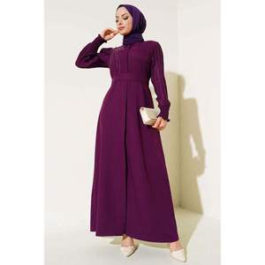 Abaya Stone à Manches Plissées Violet - Product Image 2