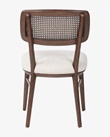 Chaise de salle à manger latérale en acajou de style antique moderne avec dossier en rotin tressé et structure en bois massif pour mobilier de salle à manger d'appartement