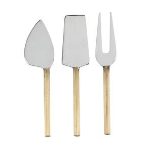 Ensemble de couteaux à fromage en métal doré, outils de service à fromage luxueux et design pour plateau à fromage, hôtel et cadeaux - Product Image 1