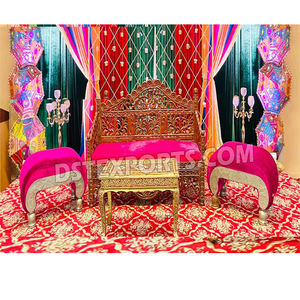 Elegante sofá nupcial de boda para Henna Night Stage Maharaja sofá de diseño para boda pakistaní decoración de boda Mehndi sofá de escenario - Product Image 1