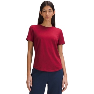 Haut de sport en coton tricoté pour femme, col rond, couleur unie, ample, respirant, anti-boulochage, idéal pour le yoga et le fitness estival - Product Image 5