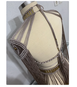 Couleur argent cadeau fait main POUR VOTRE MARIÉE À ÊTRE Coton Tissé À La Main Festival Vêtements Bustier Crop Top Femmes Macramé Robe De Plage - Product Image 3