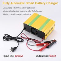 Chargeur de batterie 12-24V avec affichage LED et pince de connexion pour batteries de voiture et de moto