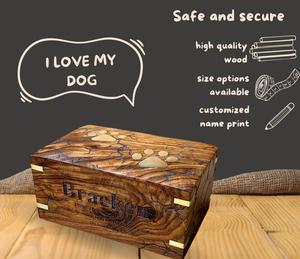 Urne funéraire en bois de palissandre pour animaux de compagnie avec pattes incrustées de laiton, urne en bois personnalisée pour chats avec photo, urnes en palissandre - Product Image 2