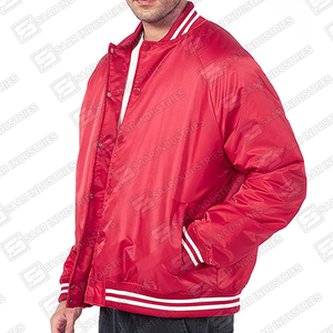 Veste universitaire réversible en satin de qualité supérieure, rouge, avec fermeture à boutons sur le devant, coupe-vent, couleurs et tailles personnalisées, style décontracté, hiver, hip-hop - Product Image 3