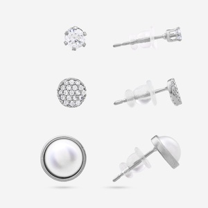 ต่างหูเพทายทรงกลมสำหรับเป็นของขวัญ ทำจากโลหะผสมสังกะสีและสแตนเลส - Product Image 6