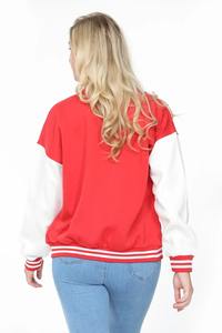 Vestes universitaires rouges à manches longues pour femmes, coupe ajustée, décontractées, avec fermeture à boutons, imperméables et respirantes pour l'hiver - Product Image 2
