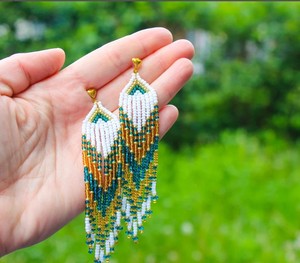 Luxury Quality <b>Emerald</b> Green Beaded Tassel Earrings - Product Image 1