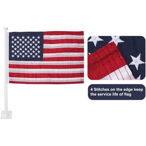 Lot de 2 drapeaux américains pour voiture, 12x18 pouces, en nylon robuste, avec étoiles brodées et clip de fenêtre, style fanion - Product Image 5