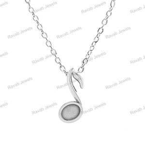 Haute qualité 925 argent Sterling Semi montage Musical huitième Notes ovale 6x8mm lunette collier 6e fête des mères composant de bijoux - Product Image 2