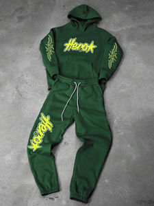 ชุดวอร์มออกกำลังกายผู้ชาย ผ้าฟลีซ 100% ผ้าฝ้าย ไซส์ใหญ่ เสื้อฮู้ดดี้และกางเกงขายาว สำหรับผู้ชาย พร้อมดีไซน์ตามสั่ง - Product Image 2