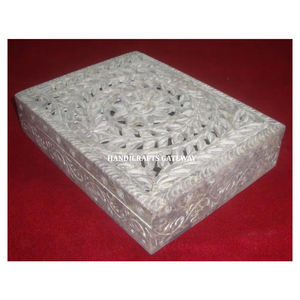 Boîte de rangement de bijoux de forme rectangulaire sculptée à la main en stéatite naturelle super matérielle boîte en pierre polie de finition fine - Product Image 1