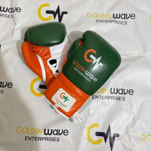 อุปกรณ์ต่อสู้ระดับมืออาชีพ ถุงมือชกมวยหนังแท้คุณภาพพรีเมียม 100% หนังแท้ สำหรับออกกำลังกายในยิม ถุงมือชกมวย Goldenwave - Product Image 5