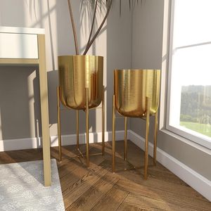 Planter With <b>Stand</b> Gold Plated Finished for Living Room Stylish Home Decor Beautiful Home Decoration Items for Living Room - Product Image 6