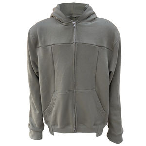 Sweat à capuche personnalisé avec patchwork pour hommes, sweat-shirt à capuche en coton épais brodé de logos, sweats à capuche décontractés zippés - Product Image 1