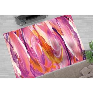 Abstract Pink Chenille <b>Rug</b>: Modern Art, Non-Slip, Washable,Nonwoven <b>Thin</b> <b>Rug</b> - Product Image 3