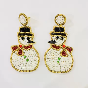 Accesorios únicos de invierno Muñeco de nieve Pendientes con cuentas de Navidad Joyería festiva de vacaciones para mujeres Suministro a granel - Product Image 5