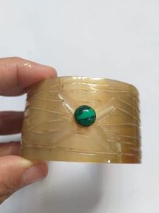 Hot Sale Women's Fashion Bracelet High Quality Buffalo horn with brass Cuff Bangle New Best designs <b>stone</b> bangle BY HF CRAFTS - Product Image 6