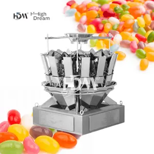 FÁCIL Limpar 14 Cabeça De Geleia De Sour Worms Gummy Bear Snacks Pacote De Doces Combinação Multihead Weigher Máquina De Embalagem