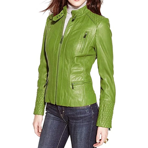 Chaqueta de Motociclista de Cuero para Mujer, Informal, Transpirable, Antiarrugas, Impermeable, Ecológica, de Primera Calidad, Ligera - Product Image 1