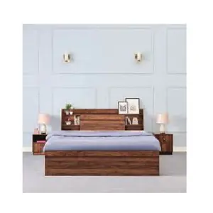 사이드 서랍과 하이 백 럭셔리 침대가있는 신상품 나무 침대 프레임 의류 수납 가능 인도 스타일 최고 품질의 침대