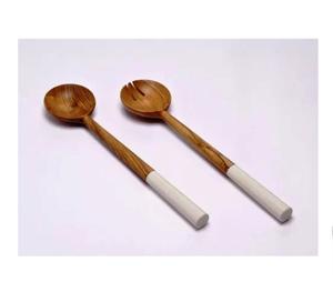 Cubiertos con asas decorativas de resina creativa SERVIDOR DE ENSALADA DE MADERA JUEGO DE 2 HECHO A MANO ÚNICO KETCHENWAR - Product Image 4