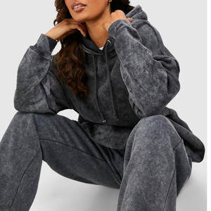 Sudadera con capucha de lavado ácido hecha a medida para mujer, ropa de invierno con estilo, MOQ bajo, cantidad a granel con servicio OEM, novedad de 2024 - Product Image 3