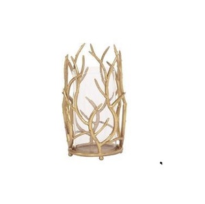<b>Leaf</b> Shape Candle Holder Gold Decorative Tea <b>Light</b> Candleholders With Wood Base for Home Decor Table Decorations Centerpiece - Product Image 3