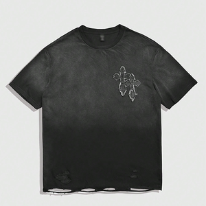 Nouveau design coton Jogging Gym coupe ample 100% coton surdimensionné t-shirt manches courtes lavage à l'acide hommes équipage, Fitness t-shirt - Product Image 4