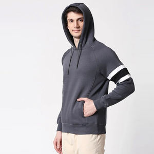 Sweat à capuche surdimensionné en coton éponge de haute qualité Streetwear épais polaire goutte épaule uni sweats à capuche mélangés en coton vierge pour hommes - Product Image 3