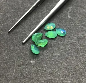 Real Green Ethiopian Opal 8x10mm Pear Cut Faceted Natural Loose Gemstone Multi Fire Play Opal for All Type Jewelry Making