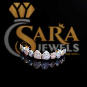 Chapado en oro personalizado en plata esterlina 925 VVS Moissanite Diamond Grillz Iced Out Top & Bottom Set para Hip Hop Bling - Product Image 4