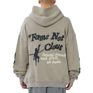 Sweat-shirt à capuche oversize pour homme Excllnc, gris, coton, streetwear, imprimé graphique, coupe classique, style automne - Product Image 3
