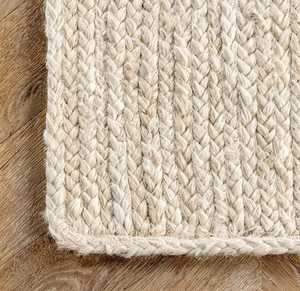 พรมปอกระเจาสีขาวทำด้วยมือพรมถักลายธรรมชาติบริสุทธิ์แบบนามธรรมปรับแต่งได้สำหรับห้องนั่งเล่น - Product Image 1